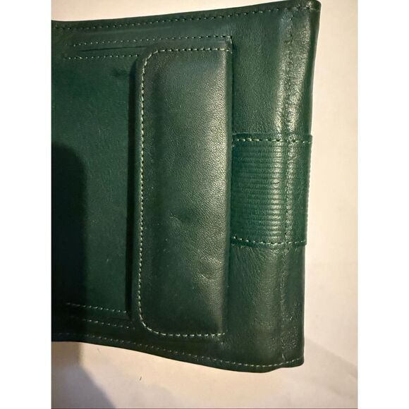 Rolfs Unisex Leather Flap Coin Pocket Tri-fold Card Holder Wallet Green OS NWOT - Picture 2 of 7